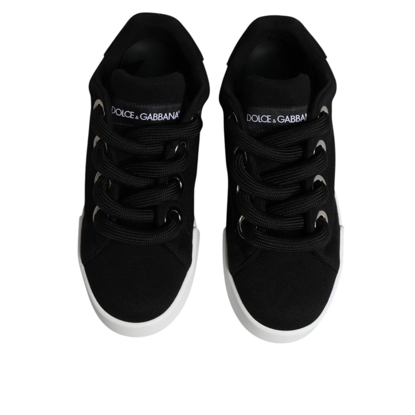 Dolce & Gabbana Black Portofino Low Top Sneakers Shoes LA12255-37