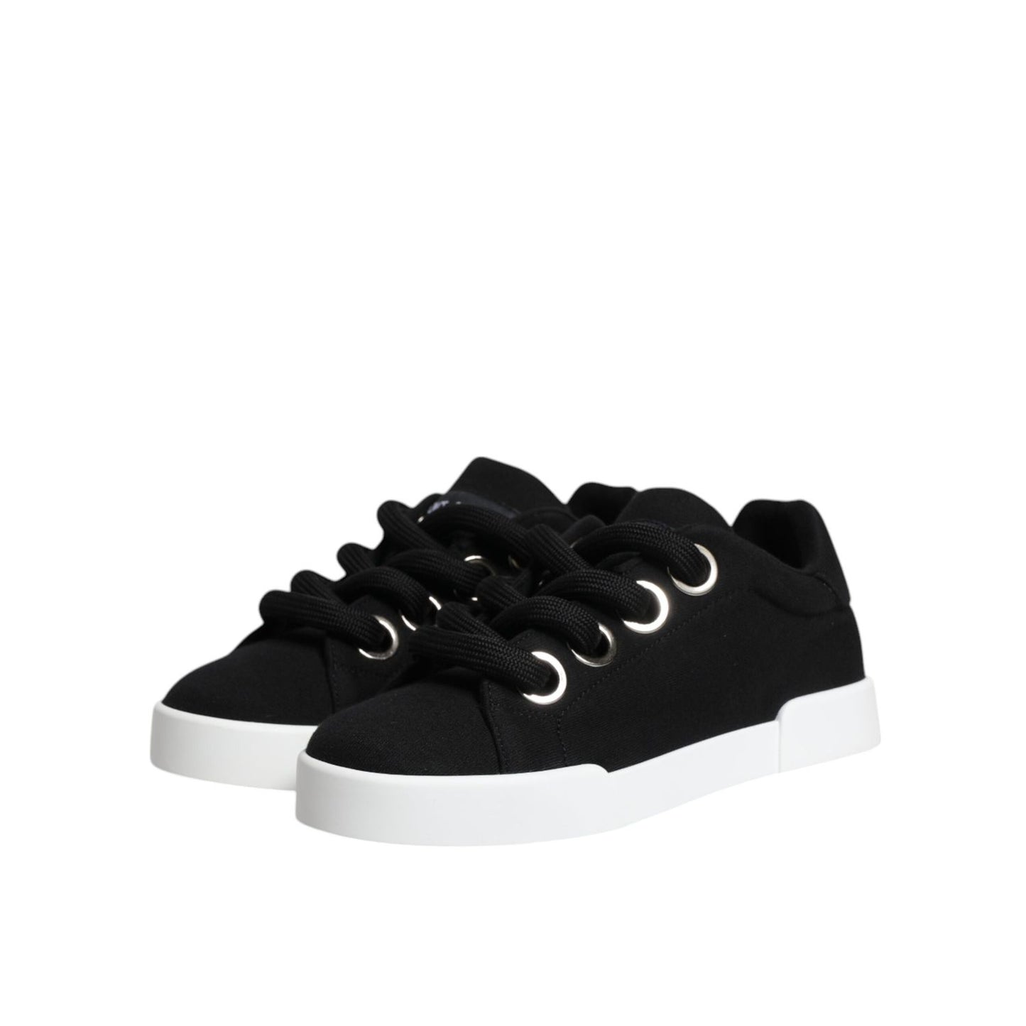 Dolce & Gabbana Black Portofino Low Top Sneakers Shoes LA12255-37