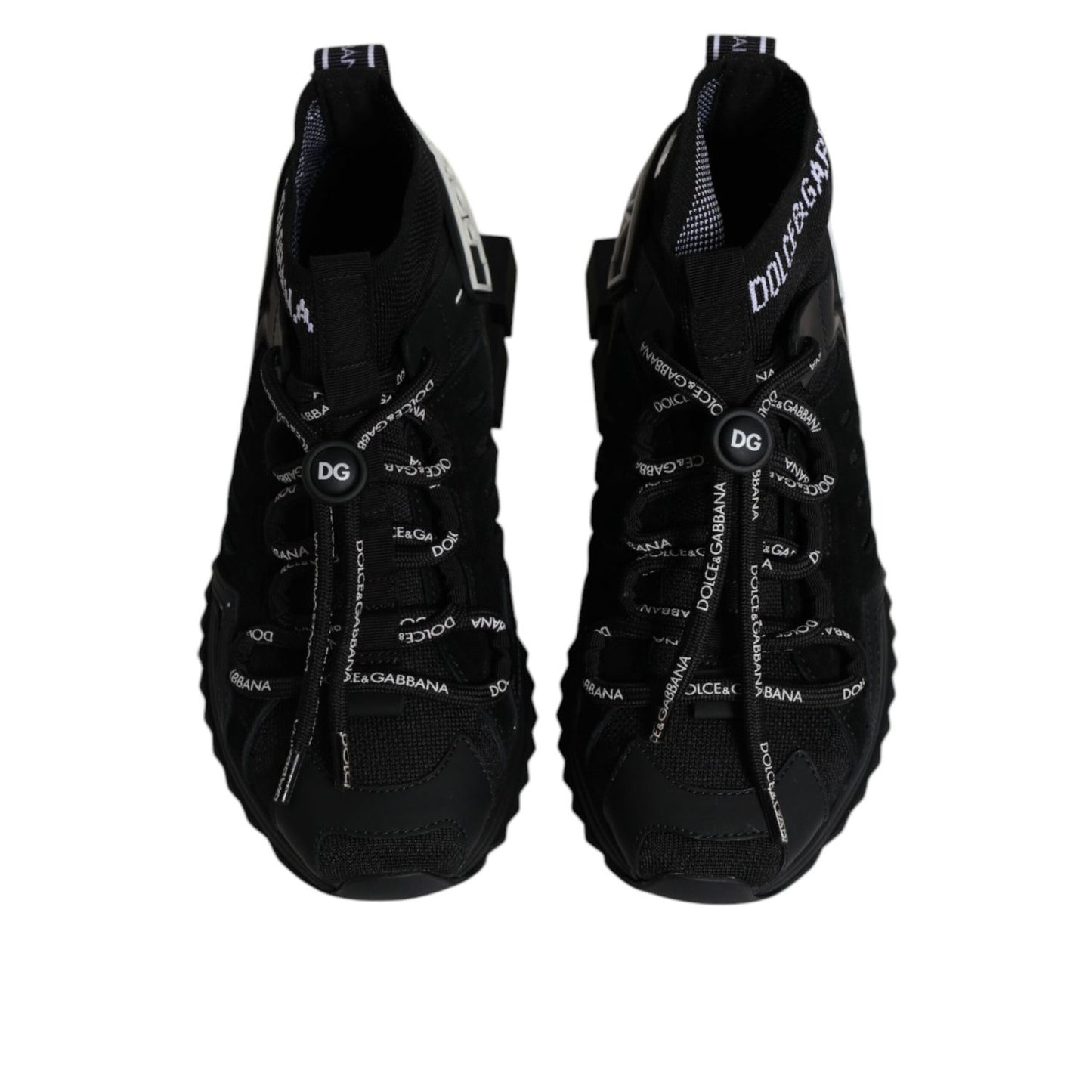 Dolce & Gabbana Black Sorrento Socks Logo Sneakers Shoes LA12260-36