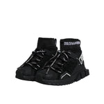 Dolce & Gabbana Black Sorrento Socks Logo Sneakers Shoes LA12260-36