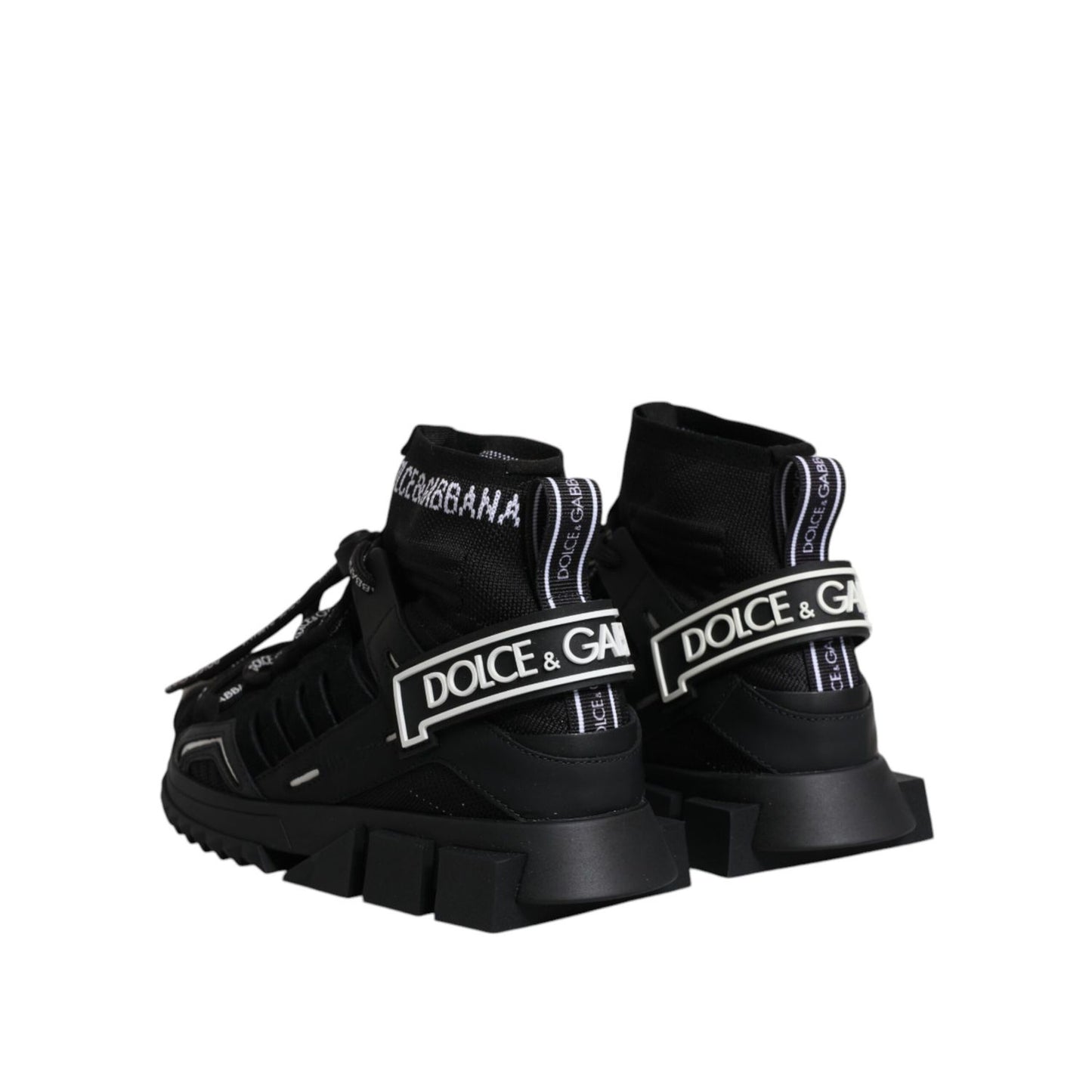 Dolce & Gabbana Black Sorrento Socks Logo Sneakers Shoes LA12260-36