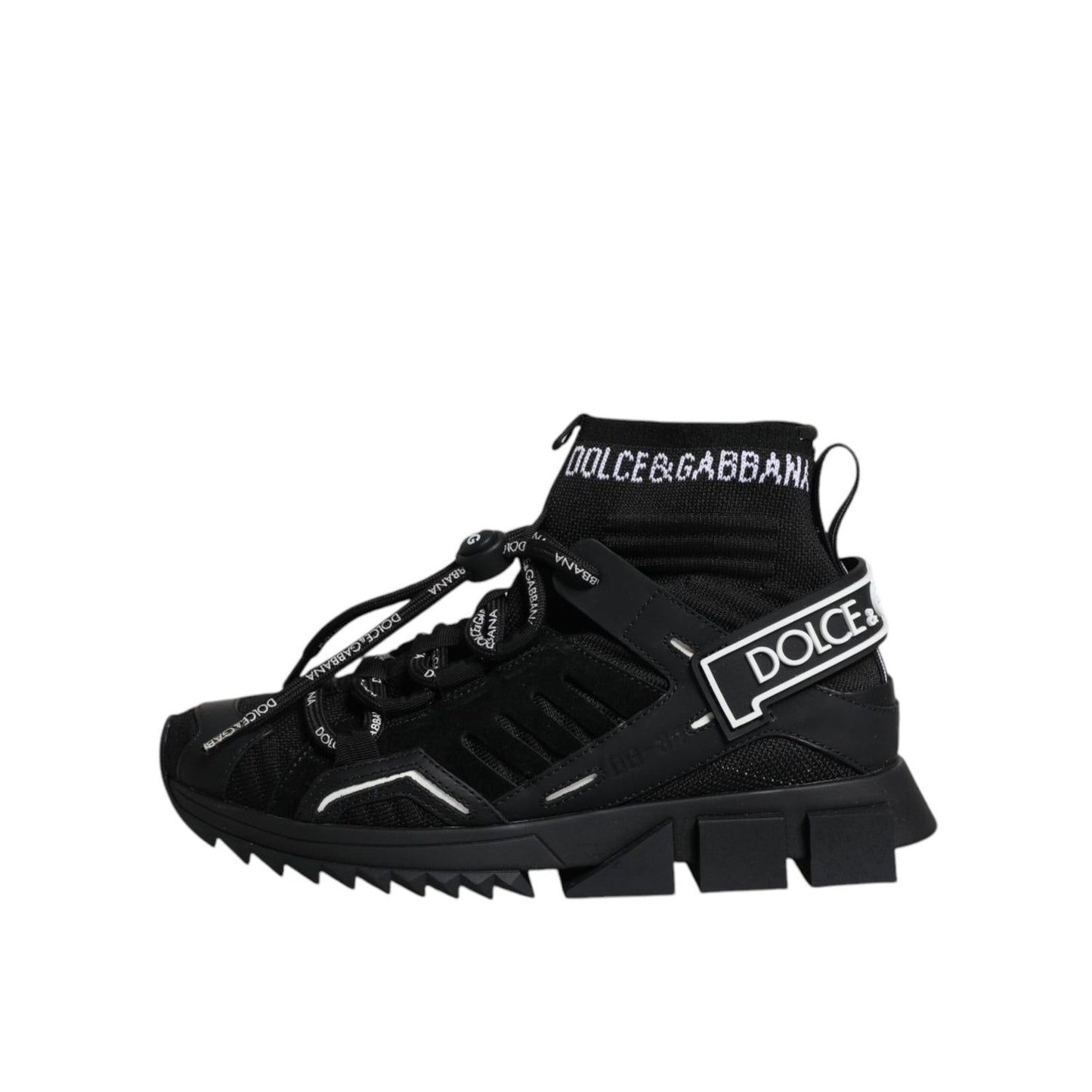 Dolce & Gabbana Black Sorrento Socks Logo Sneakers Shoes LA12260-36