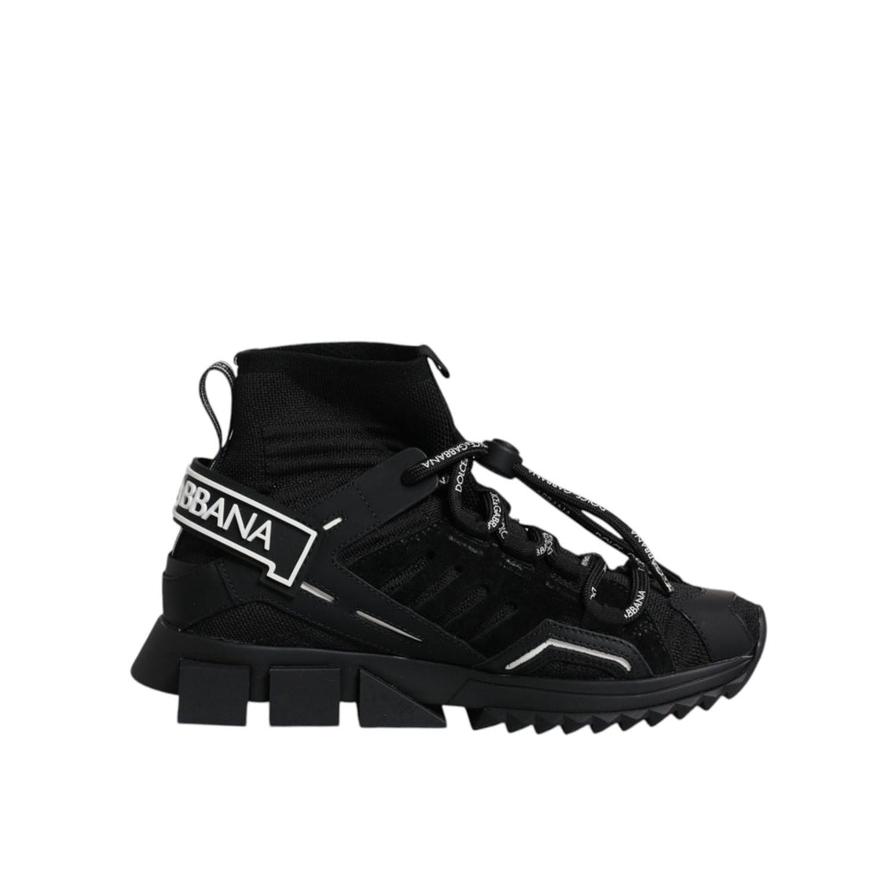 Dolce & Gabbana Black Sorrento Socks Logo Sneakers Shoes LA12260-36