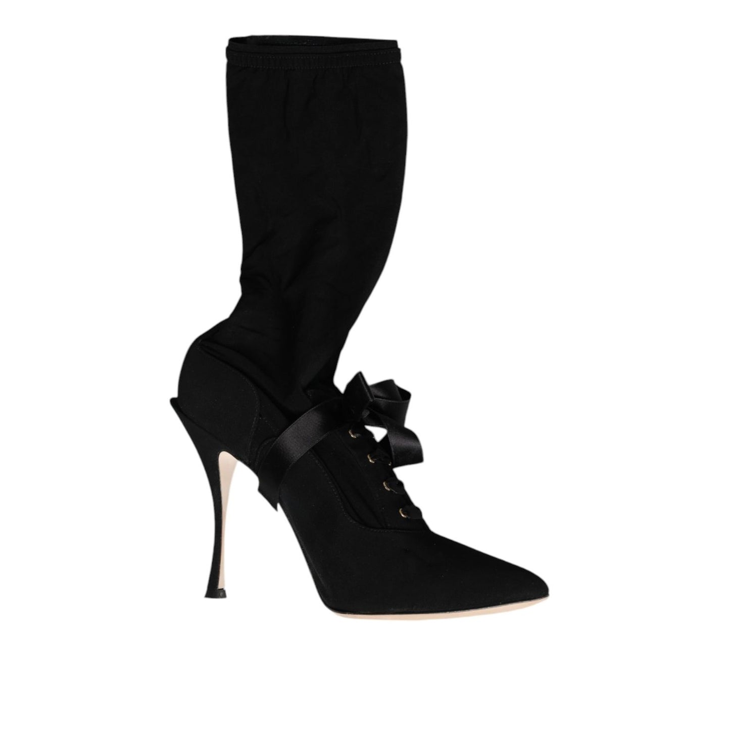 Dolce & Gabbana Black Stiletto Heels Mid Calf Boots Shoes LA12275-40.5