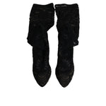Dolce & Gabbana Black Stretch Socks Taormina Lace Boots Shoes LA12276-39