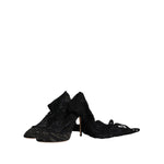 Dolce & Gabbana Black Stretch Socks Taormina Lace Boots Shoes LA12276-39