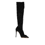 Dolce & Gabbana Black Stretch Socks Taormina Lace Boots Shoes LA12276-39