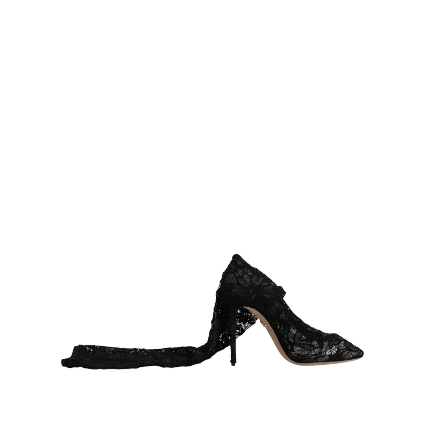 Dolce & Gabbana Black Stretch Socks Taormina Lace Boots Shoes LA12276-39