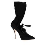 Dolce & Gabbana Black Stiletto Heels Mid Calf Boots Shoes LA12277-40