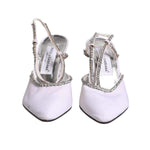 Dolce & Gabbana White Strass Crystal Slingbacks Pumps Shoes LA12279-40