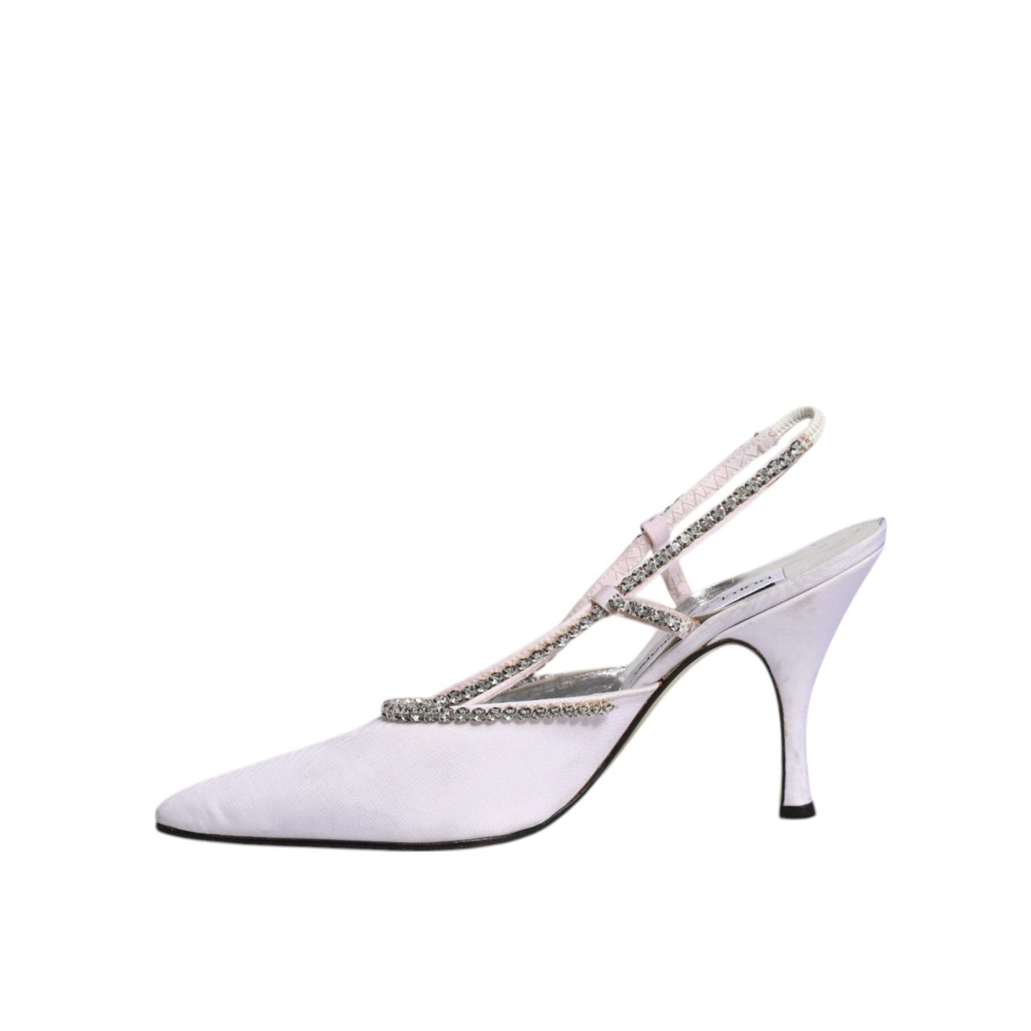 Dolce & Gabbana White Strass Crystal Slingbacks Pumps Shoes LA12279-40