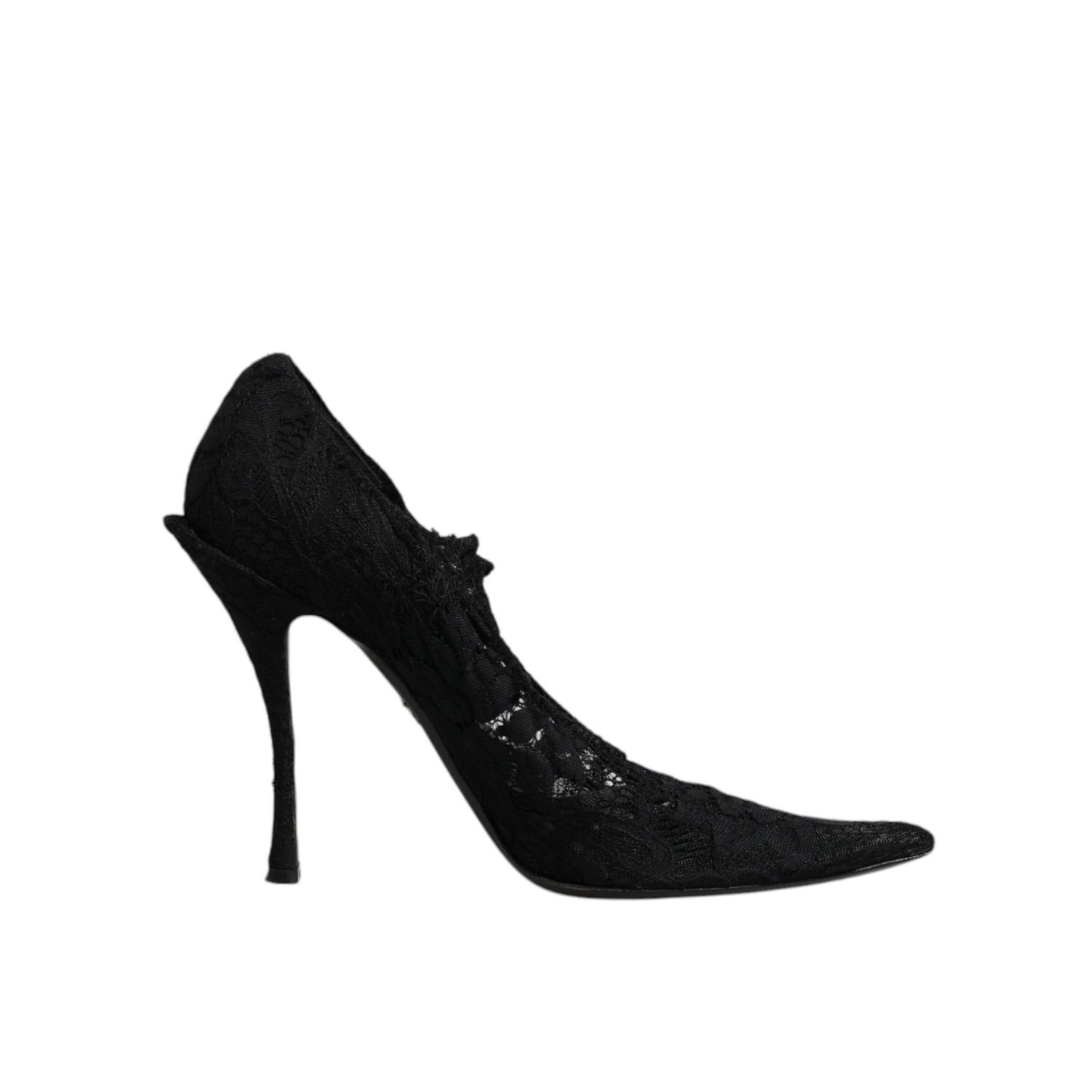 Dolce & Gabbana Black Lace Crystals Mary Jane Pumps Shoes LA12282-41