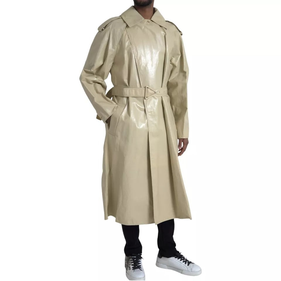 Bottega Veneta Beige Lambskin Leather Trench Coat Jacket JKT4063-48