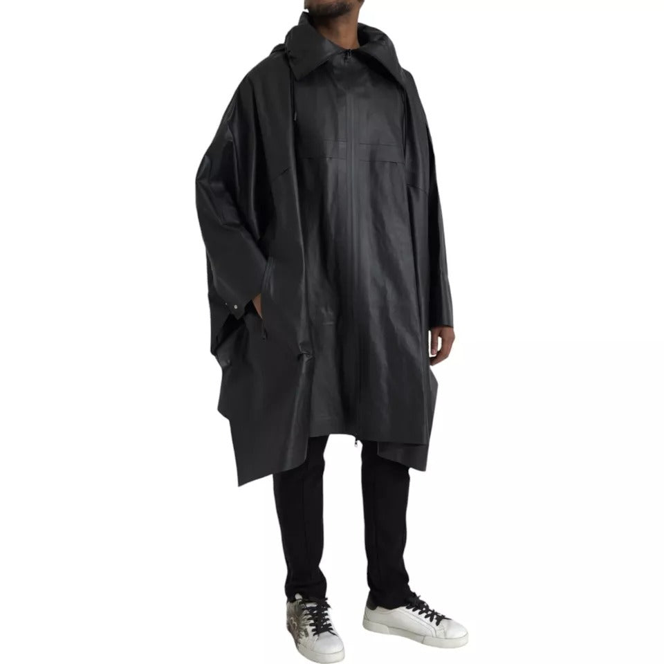 Bottega Veneta Black Leather Hooded Men Trenchcoat Jacket JKT4065-48