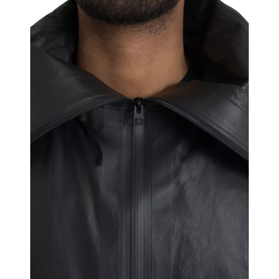 Bottega Veneta Black Leather Hooded Men Trenchcoat Jacket JKT4065-48