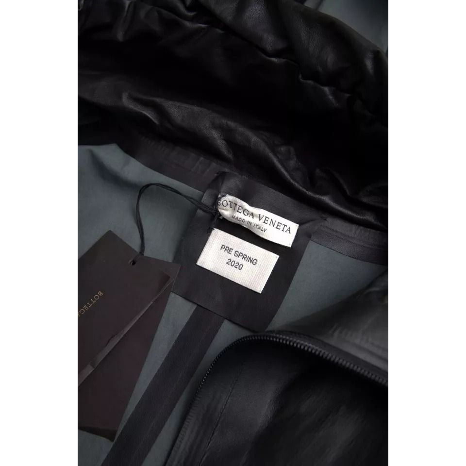Bottega Veneta Black Leather Hooded Men Trenchcoat Jacket JKT4065-48