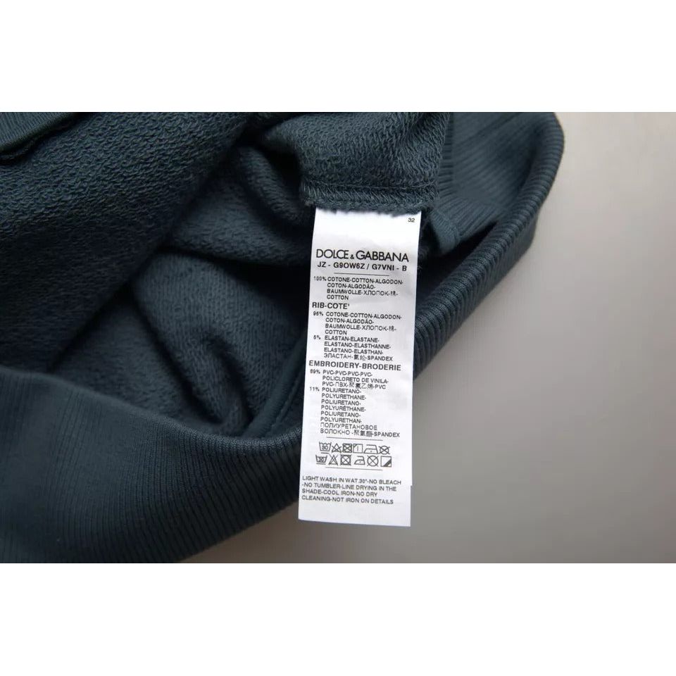 Dolce & Gabbana Blue Cotton Logo Patch Crew Neck Men Pullover Sweater TSH86295-44