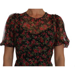 Dolce & Gabbana Black Floral Roses A-Line Shift Gown DR1449-2