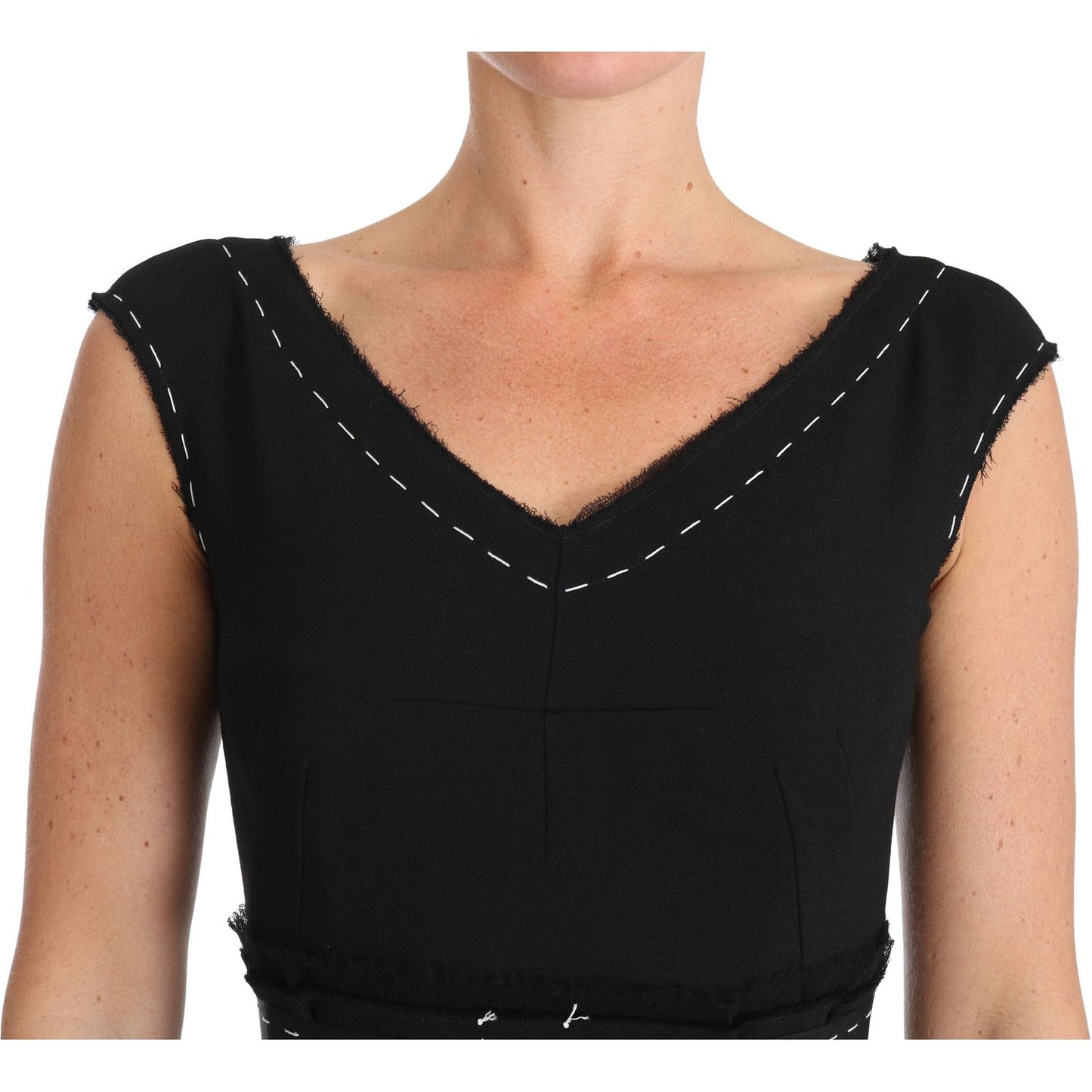 Dolce & Gabbana Black Wool Stretch A-line Sheath Dress DR1478-2