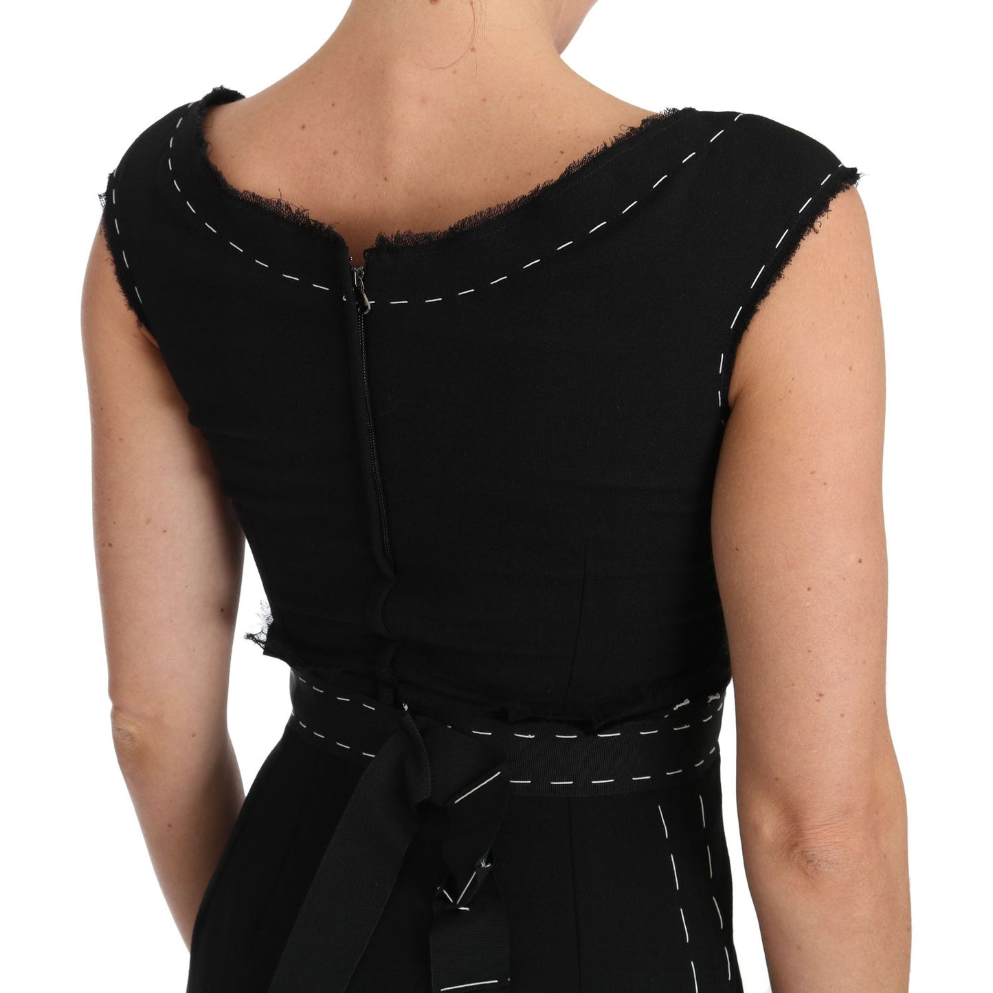 Dolce & Gabbana Black Wool Stretch A-line Sheath Dress DR1478-2