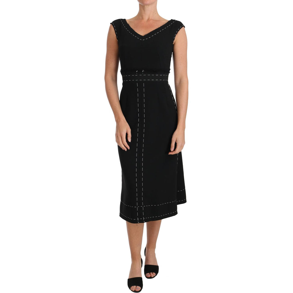 Dolce & Gabbana Black Wool Stretch A-line Sheath Dress DR1478-2