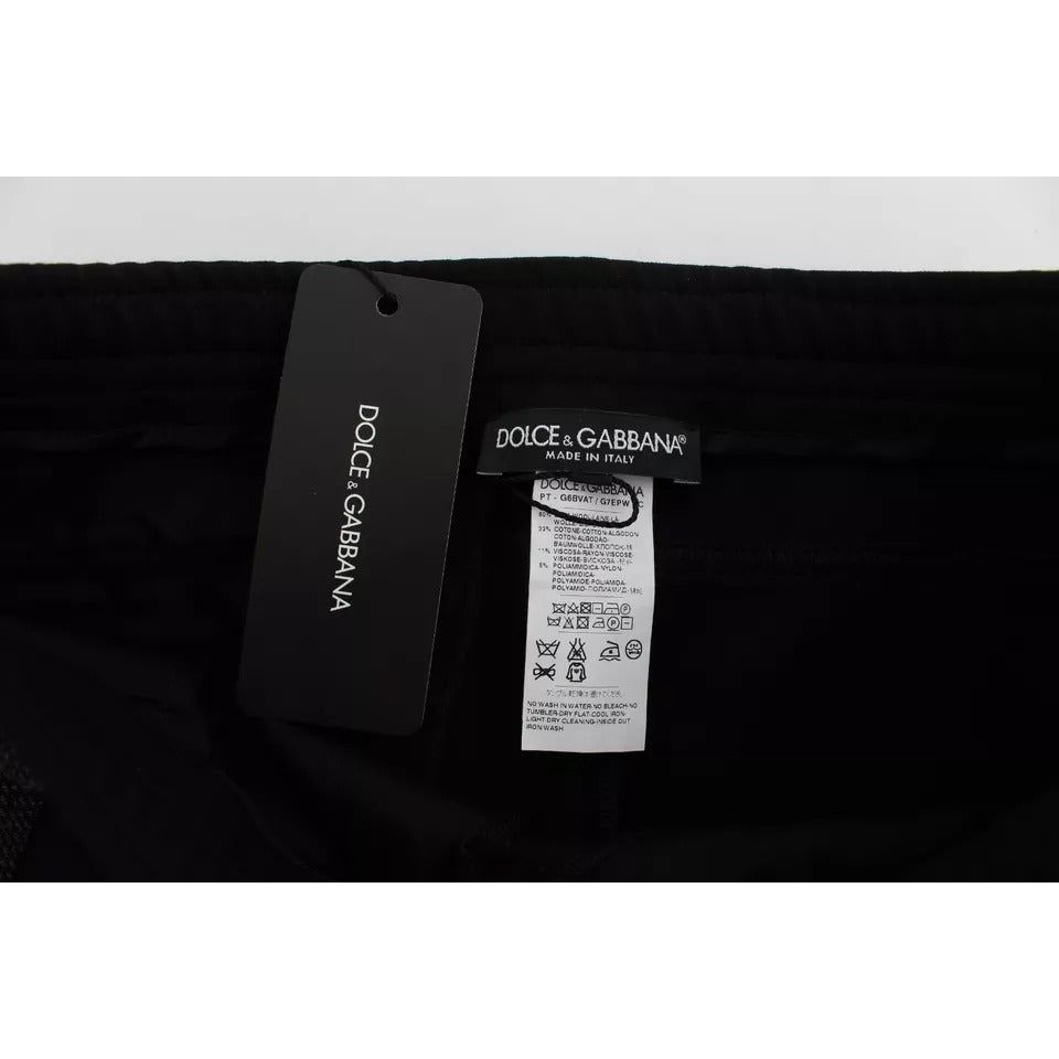Dolce & Gabbana Black Gray Wool Casual Trousers Stripe Pants SIG30697-54