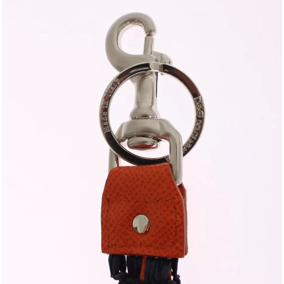 Dolce & Gabbana Red Yellow Raffia Leather Clasp Finder Keyring Keychain SIG15033