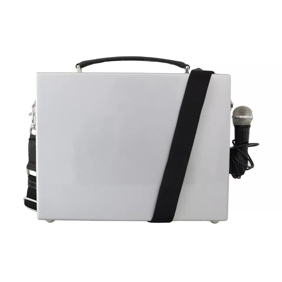 Dolce & Gabbana Silver Retro Radio Boombox Limited Edition Handmade Wood Bag VAS15485