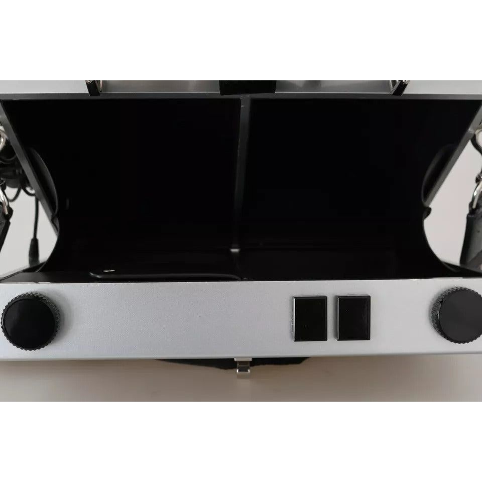 Dolce & Gabbana Silver Retro Radio Boombox Limited Edition Handmade Wood Bag VAS15485