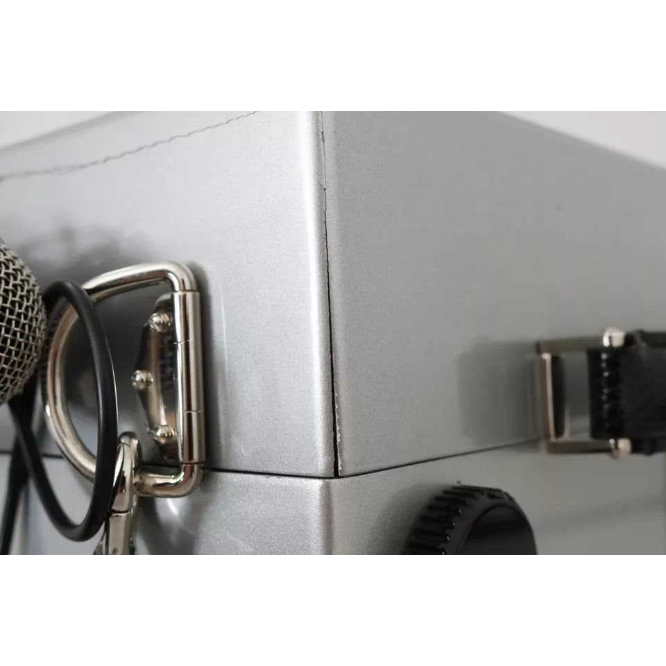 Dolce & Gabbana Silver Retro Radio Boombox Limited Edition Handmade Wood Bag VAS15485