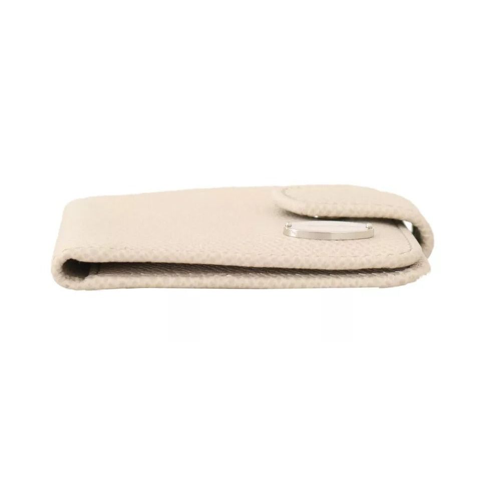 Dolce & Gabbana White Dauphine Leather Condom Case Holder Pocket Wallet VAS15184