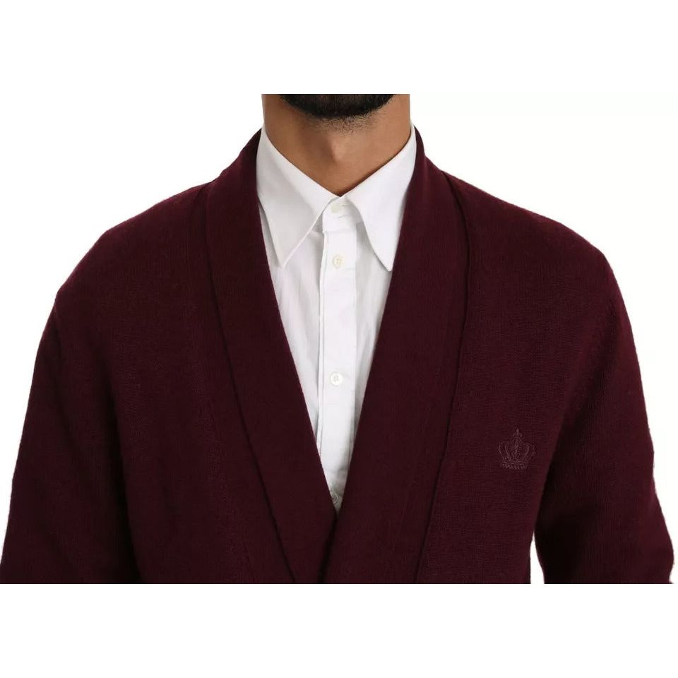 Dolce & Gabbana Bordeaux Cashmere Crown Cardigan Sweater TSH4034-48