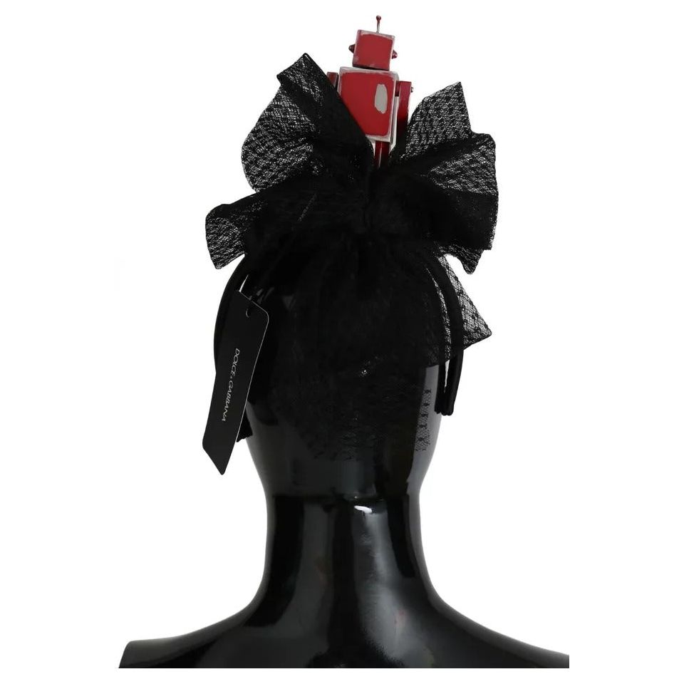 Dolce & Gabbana Red Black Robot Clear Crystal Headband Tiara Diadem