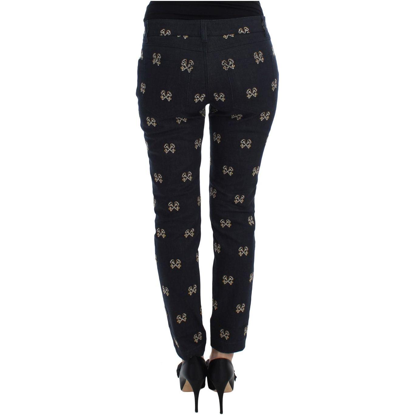 Dolce & Gabbana Blue Key Embroidered Slim Fit KATE Jeans SIG17259-5
