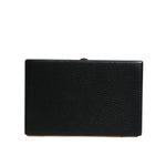 Dolce & Gabbana Black Leather Gold Frame Clutch Evening Party Purse Bag