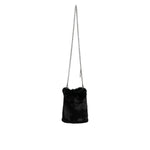 Dolce & Gabbana Black Faux Fur Silver Chain Crossbody Shoulder Purse Bag BAG4151