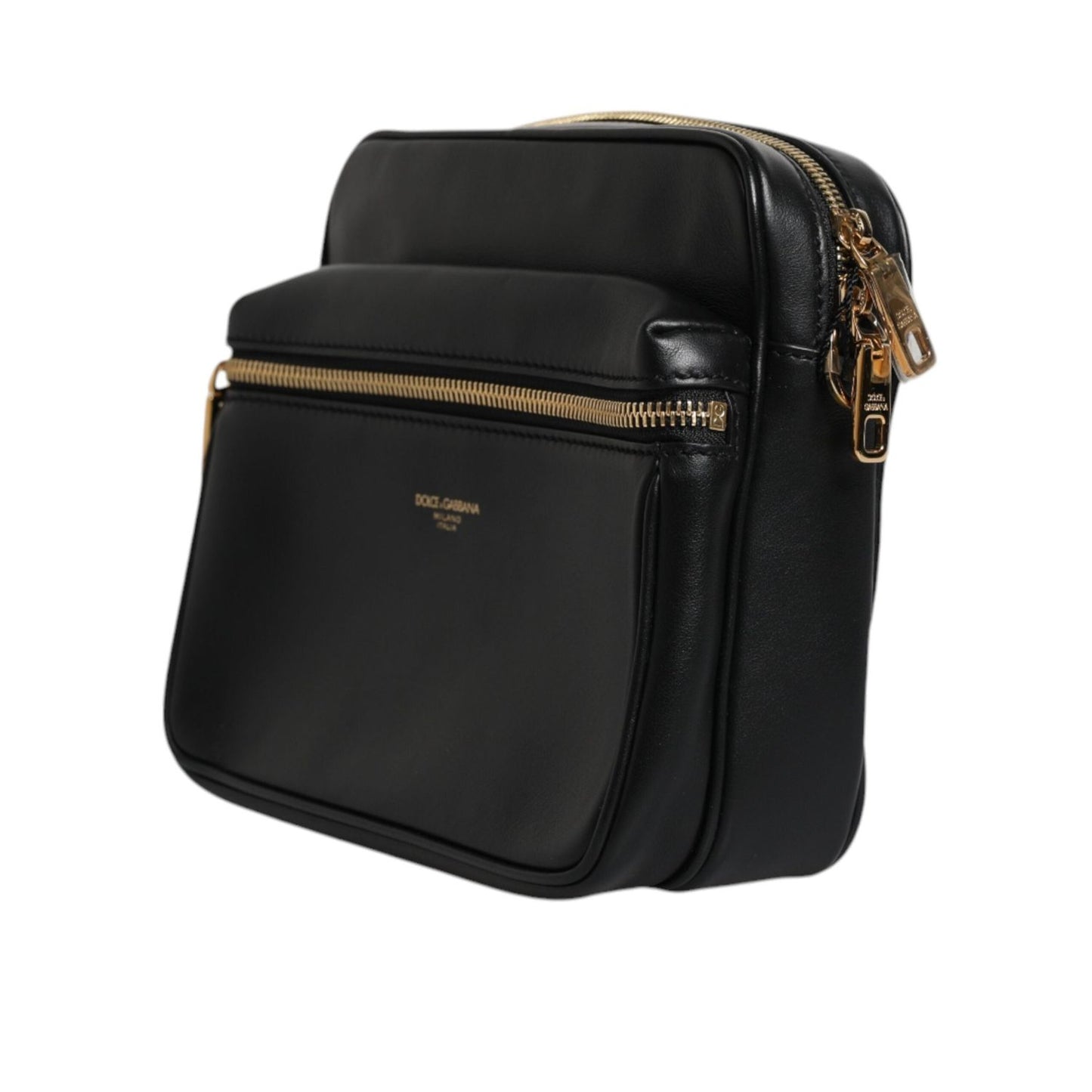 Dolce & Gabbana Black Calfskin Leather Gothic Messenger Bag