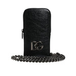 Dolce & Gabbana Black Leather Purse Crossbody Chain Sling Phone Bag