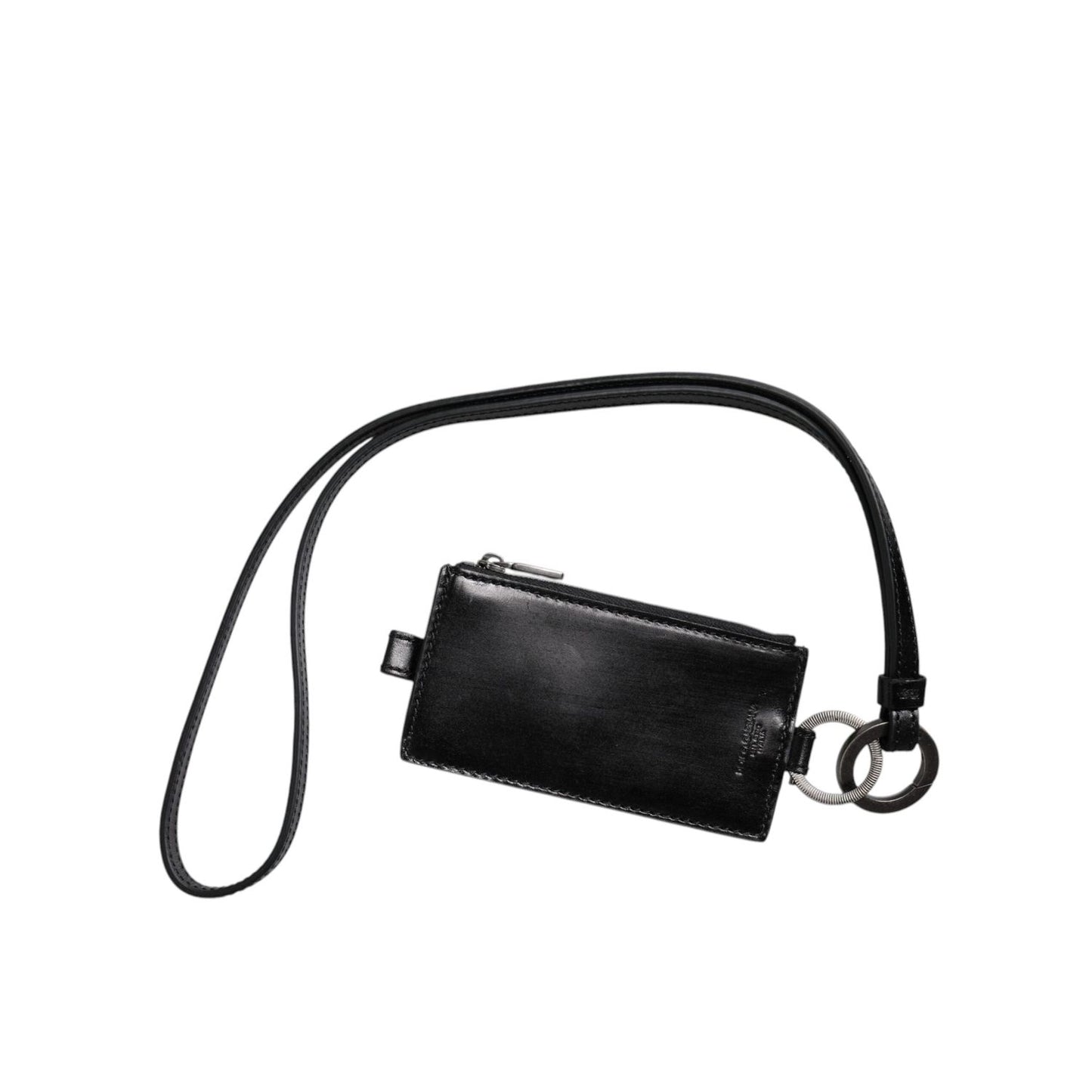 Dolce & Gabbana Black Horse Leather Lanyard Logo Card Holder Wallet
