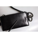 Dolce & Gabbana Black Horse Leather Lanyard Logo Card Holder Wallet