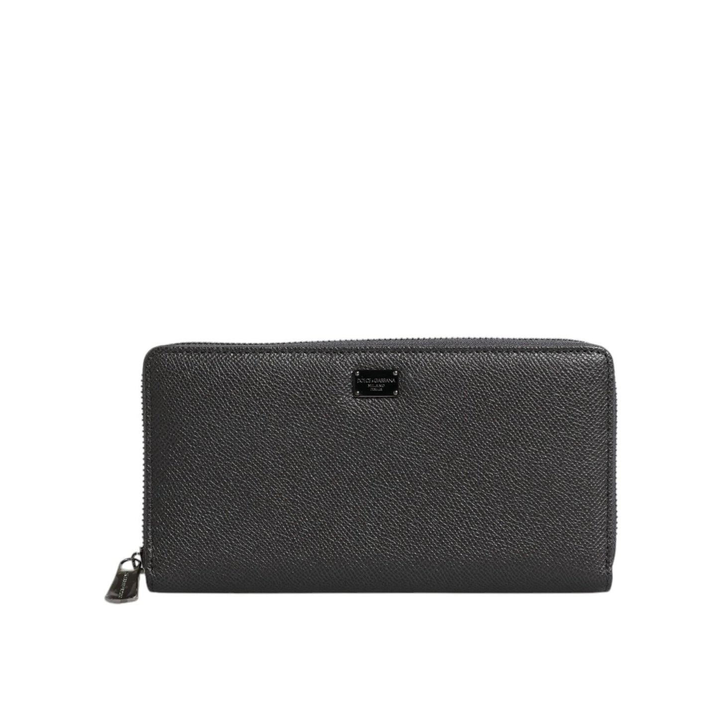 Dolce & Gabbana Dark Gray Leather DG Logo Zip Around Continental Wallet BAG4259