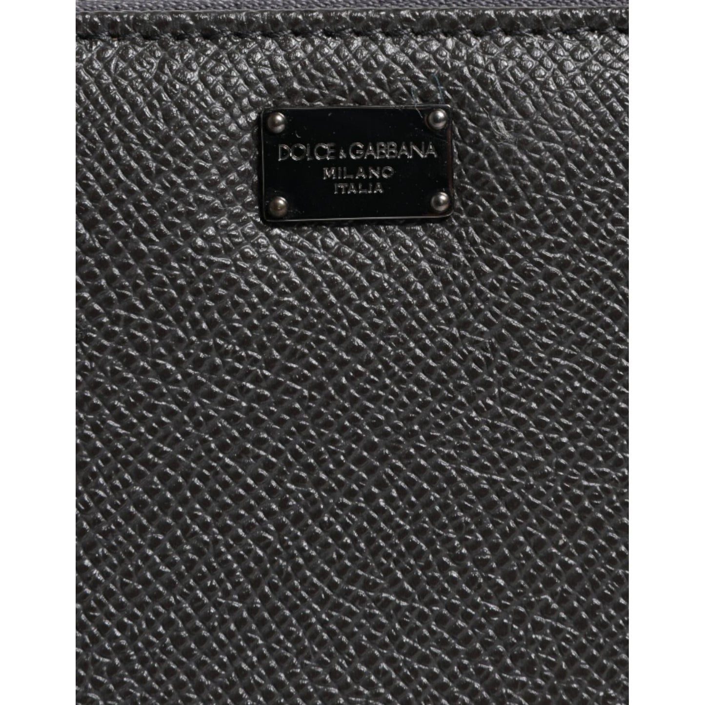 Dolce & Gabbana Dark Gray Leather DG Logo Zip Around Continental Wallet BAG4259