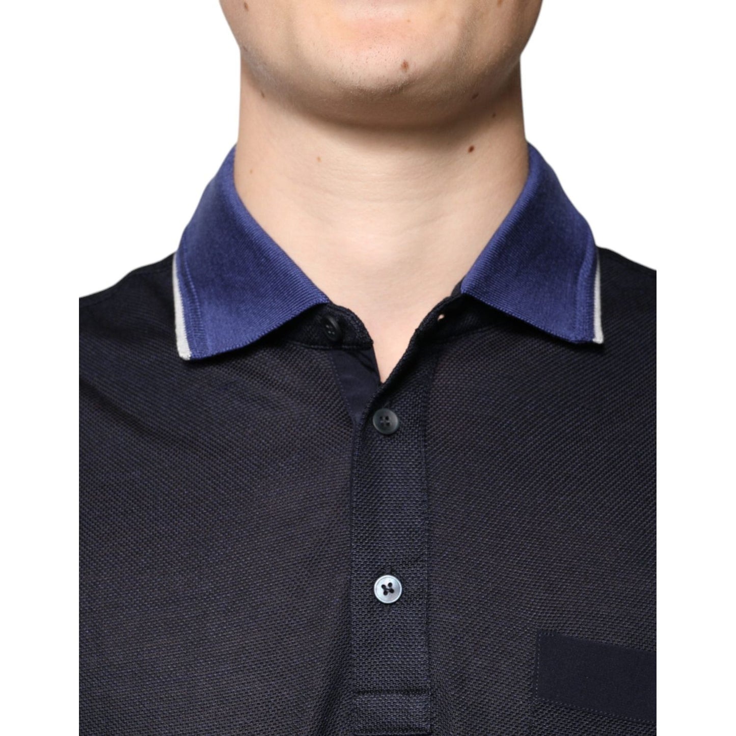 Dolce & Gabbana Blue Silk Collared Short Sleeves Polo T-shirt TSH86706-50
