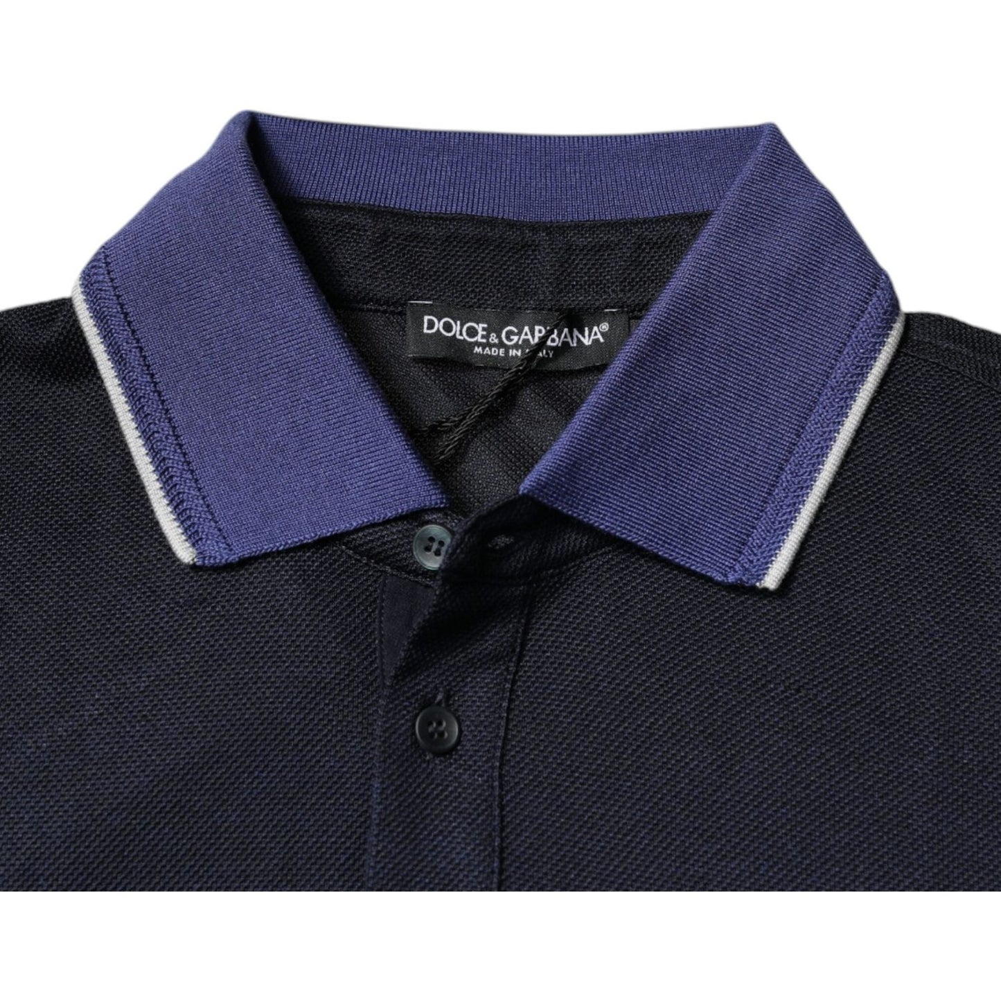Dolce & Gabbana Blue Silk Collared Short Sleeves Polo T-shirt TSH86706-50