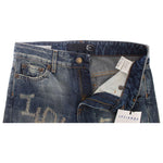 Cavalli Blue Wash Torn Cotton Straight Fit Jeans SIG18217-1