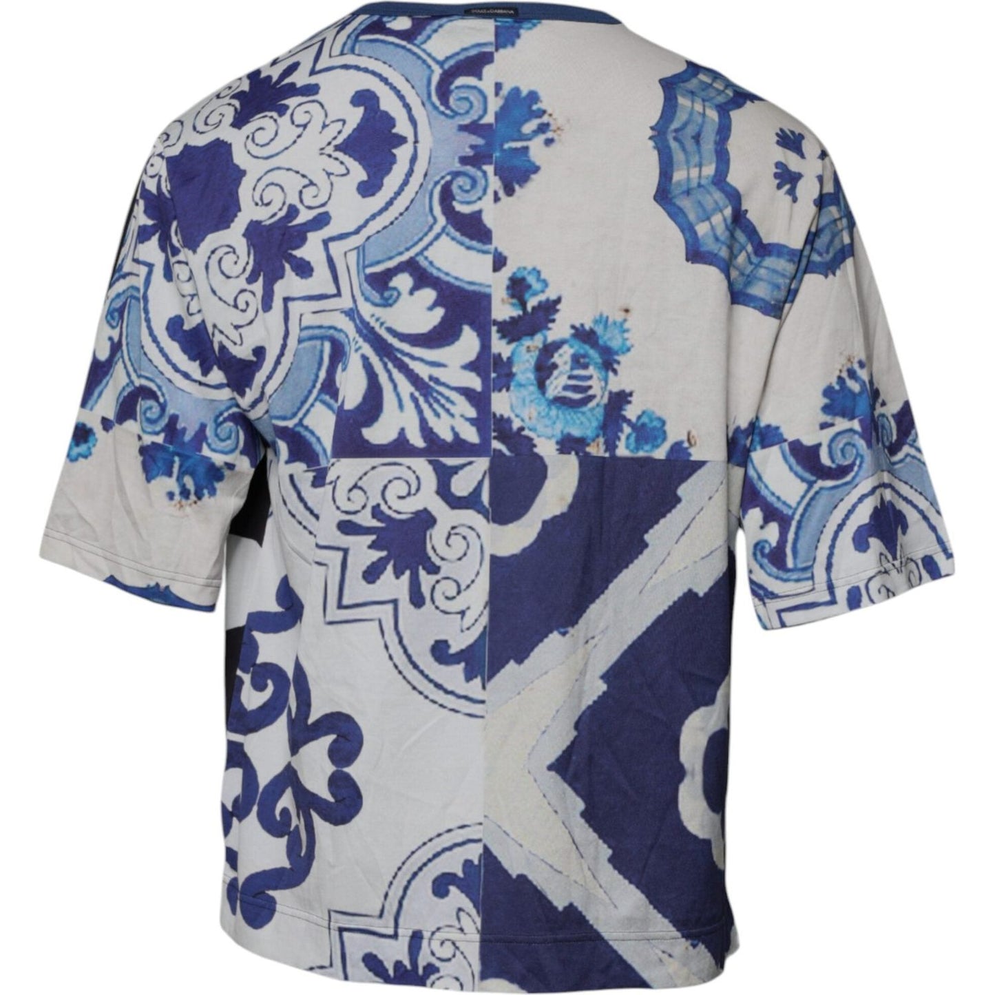 Dolce & Gabbana Black White Printed Cotton Crew Neck T-shirt TSH87664-50