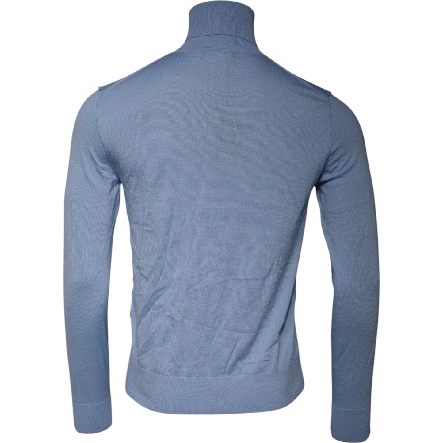 Dolce & Gabbana Light Blue Silk Turtleneck Pullover Sweater TSH87782-48