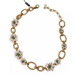 Dolce & Gabbana Gold Brass Oversize Chain LILY Flowers Necklace SMY100337