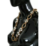 Dolce & Gabbana Gold Brass Oversize Chain LILY Flowers Necklace SMY100337
