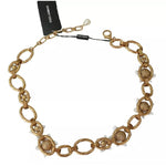 Dolce & Gabbana Gold Brass Oversize Chain LILY Flowers Necklace SMY100337